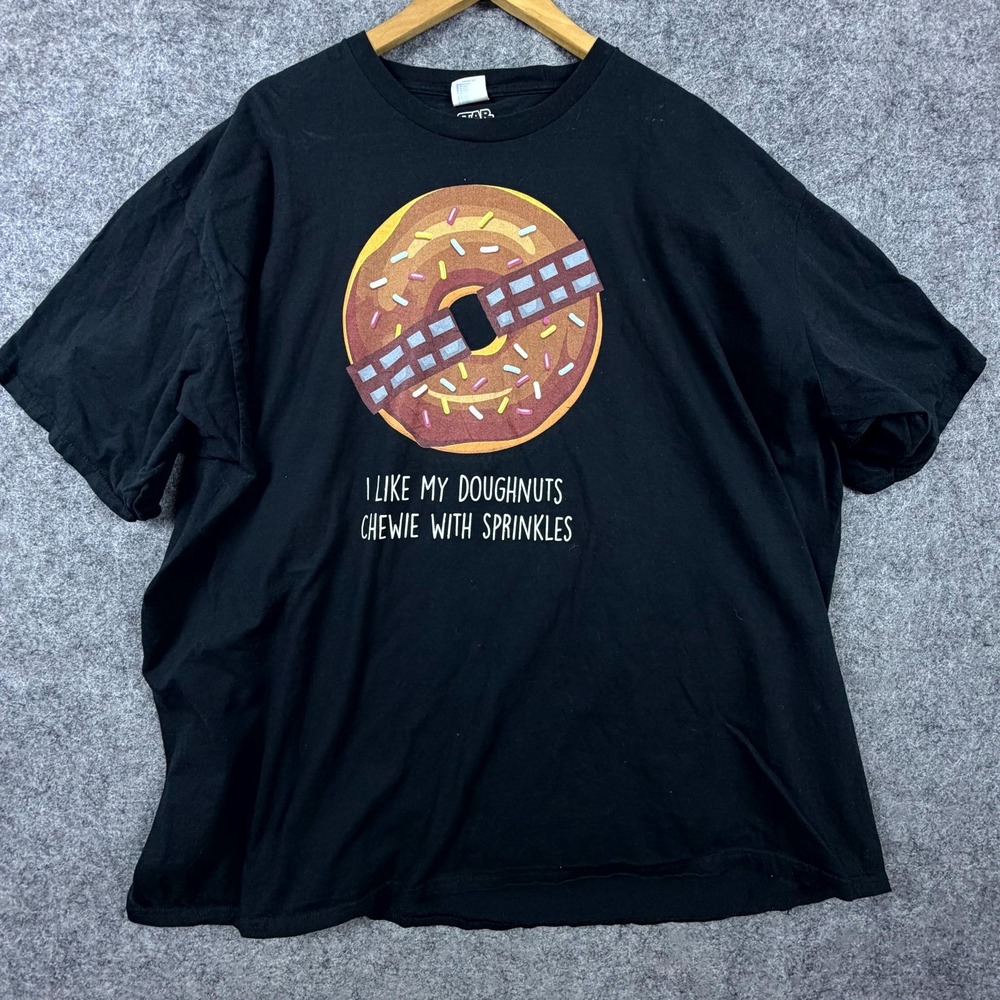Chewbacca Donut Chewie With Sprinkles Star Wars T-Shirt Mens 4XL Black Cotton